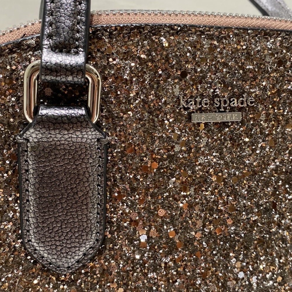 Kate Spade- Laurel Way Mini Riley Glitter Satchel/ Crossbody in Gun Metal - Picture 2 of 8